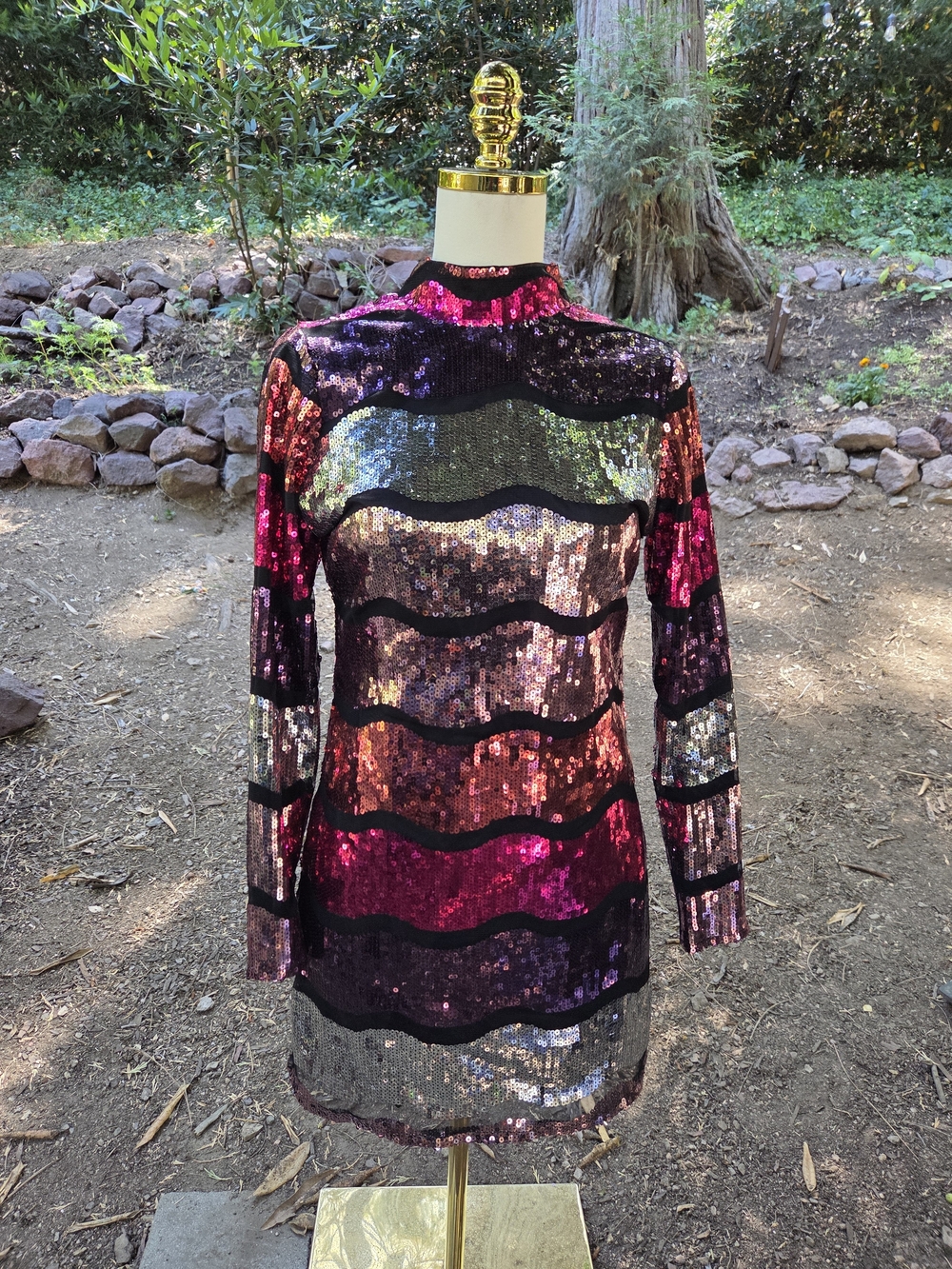ASOS Sequin Wave 70s Style Retro Multicolor Mini Dress Size 6